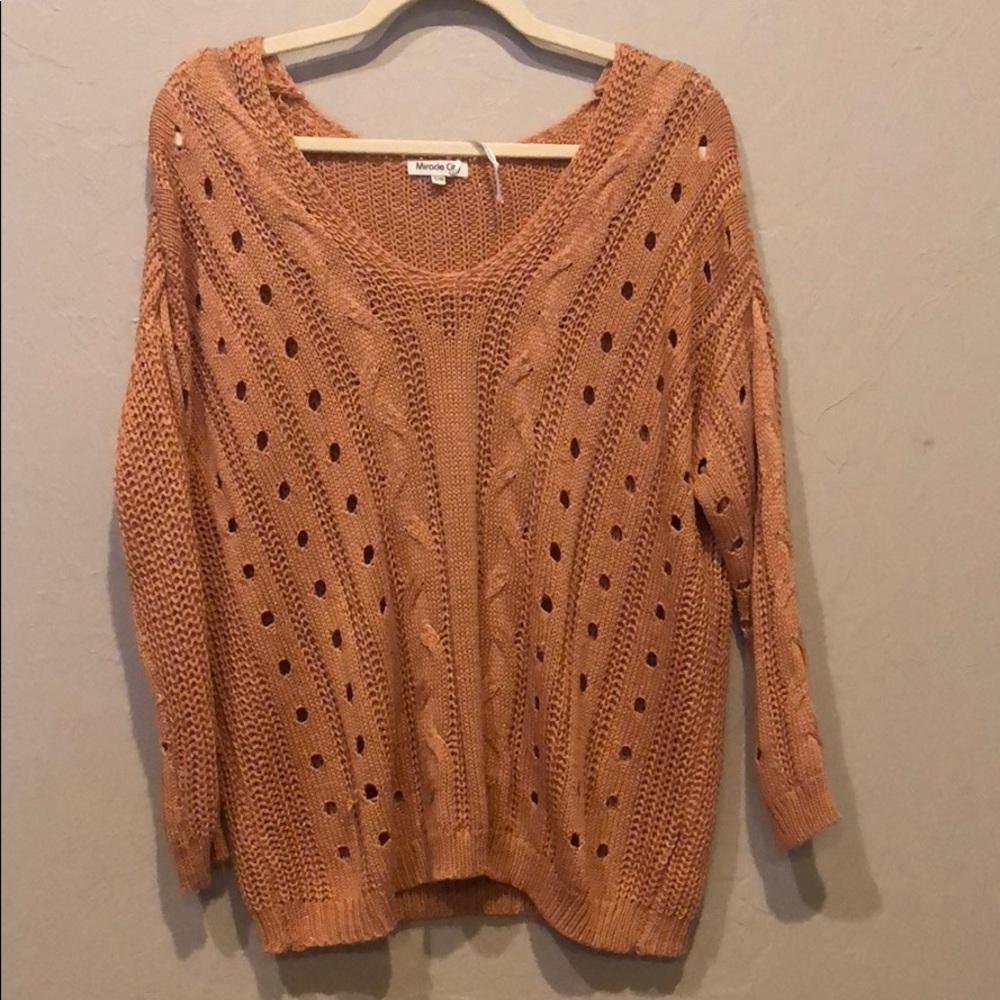Blush pink v neck sweater